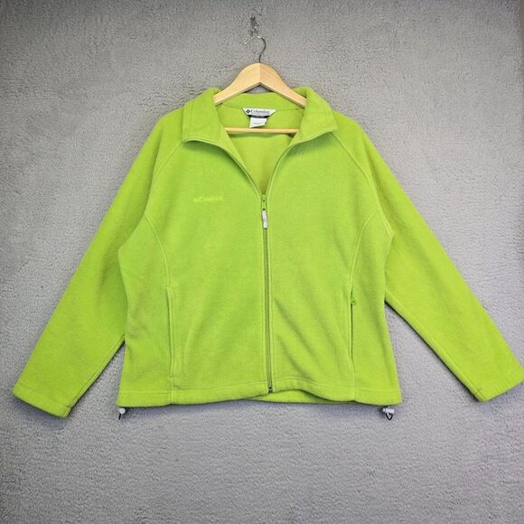 Columbia Fleece Jacket Women's Plus Size 1X‎ Grinch Green Zip Gorpcore Soft Cozy - Picture 1 of 11